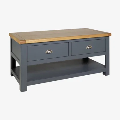 Habitat Habitat Kent 2 Drawer Oak & Oak Veneer Coffee Table -Grey