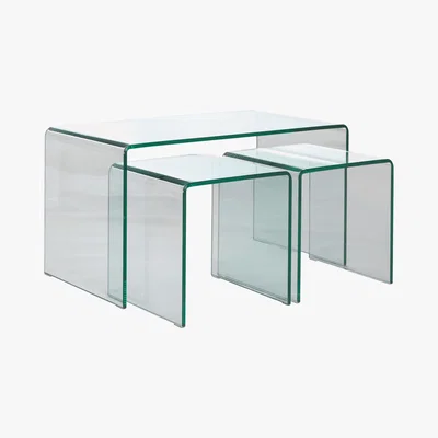 Habitat Gala Glass Nested Coffee And Side Tables, Clear Glass