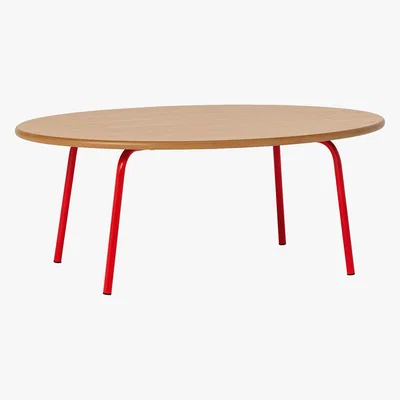 Habitat Habitat Kirby Oak And Red Gloss Metal Coffee Table