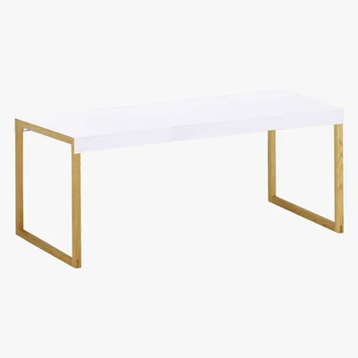 Habitat Kilo Solid Oak And White Metal Coffee Table, White