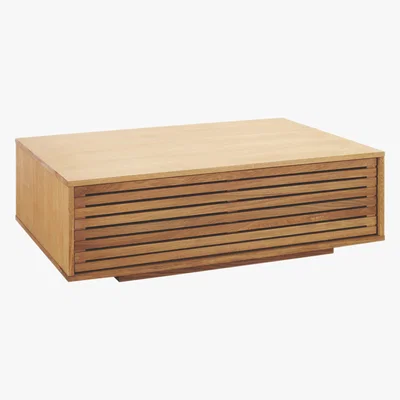 Habitat Max Oiled Solid Oak Coffee Table With Internal Storage, Oak