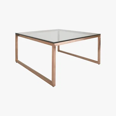 Habitat Tilda Square Glass Coffee Table With Copper Base, Clear Glass And Copper