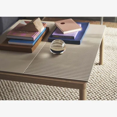 Heal's Muuto Couple Coffee Table 2 Tiles Plain/ Wavy Sand/Oak
