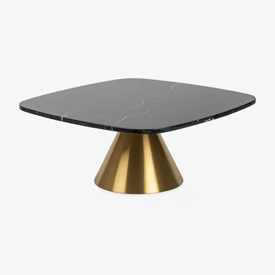 Heal's Heal's Cezanne Square Coffee Table Black Marble Brass Frame - Heal's UK Furniture