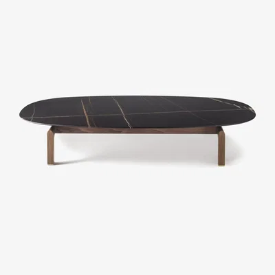 Heal's Porada Quay Oval Coffee Table Canaletta Walnut Frame Black Sahara Noir - Heal's UK Furniture