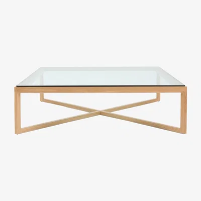 Heal's Knoll Krusin Coffee Table in Clear Glass and Natural Oak