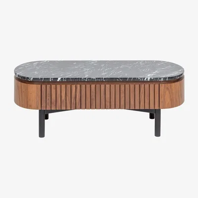 Heal's Heal's Remi Coffee Table Walnut and Black Marble - Heal's UK Furniture