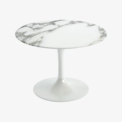 Heal's Knoll Saarinen Coffee Table with White Base in Arabescato 51cm