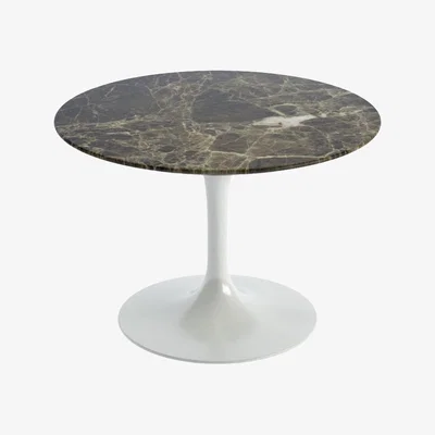 Heal's Knoll Saarinen Coffee Table with White Base in Brown Emperador 51cm