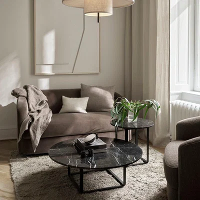 Heal's New Works Florence Coffee Table 90cm Black Marquina Black Frame