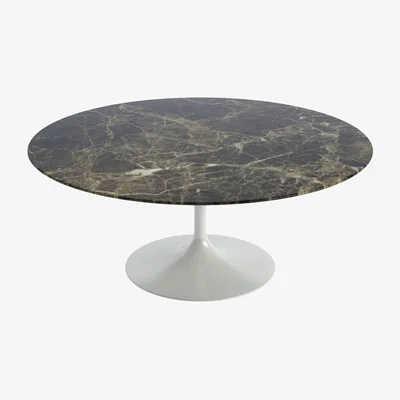 Heal's Knoll Saarinen Coffee Table with White Base in Brown Emperador 91cm