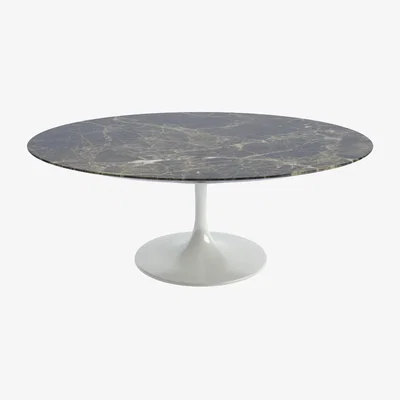 Heal's Knoll Saarinen Coffee Table with White Base in Brown Emperador 107cm
