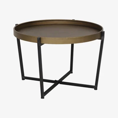 IO Living Light &amp; Living Bronze Round Coffee Table With Raised Rim