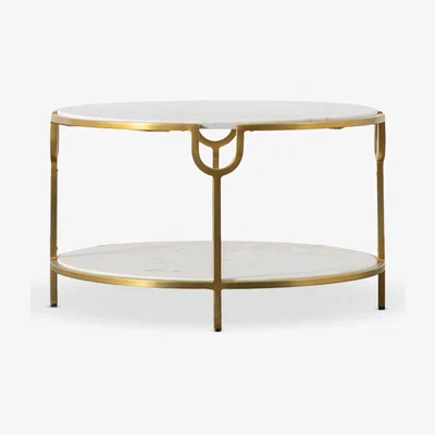 John Lewis Gallery Direct Stanford Marble Coffee Table, White/Brushed Brass