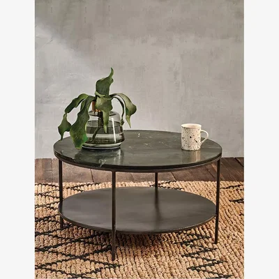 John Lewis Nkuku Karoko Round Marble Coffee Table, Black