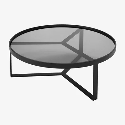 John Lewis MADE Aula Round Coffee Table, Black/Grey Glass