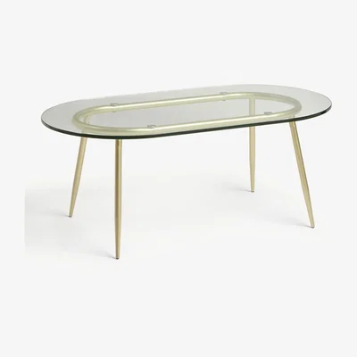 John Lewis John Lewis & Partners + Swoon Urella Glass Coffee Table, Clear/Gold
