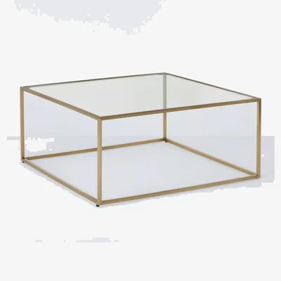 John Lewis John Lewis Langham Square Glass Coffee Table, Brass