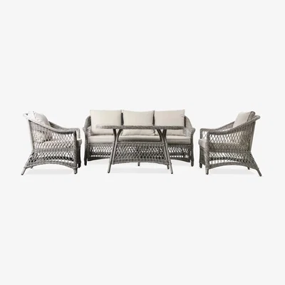 John Lewis Gallery Direct Woven Mesh 5-Seater Garden Lounging Set with Coffee Table, Natural