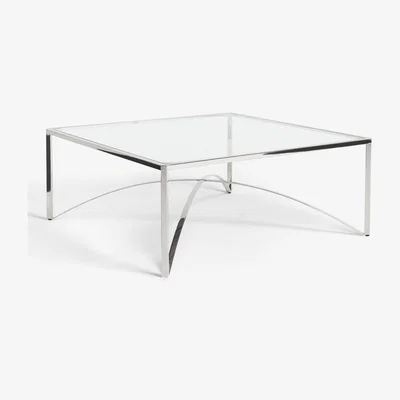 John Lewis John Lewis & Partners Loop Glass Coffee Table, Clear/Silver