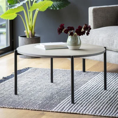 Knees Jones 85cm Round Wood Coffee Table - Grey