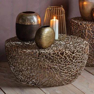 Knees Arden 77cm Round Metal Coffee Table - Gold
