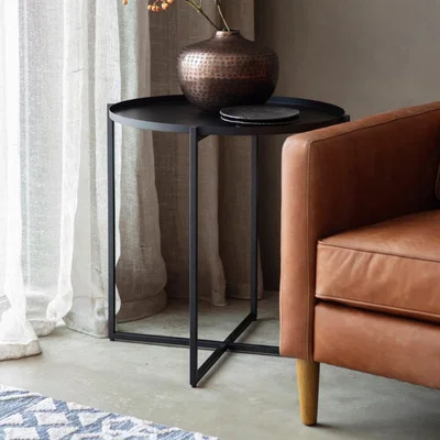 Knees Sarana 61cm Round Metal Round Coffee Table - Black