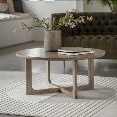 Knees Langley Oak Round Coffee Table - Smoked
