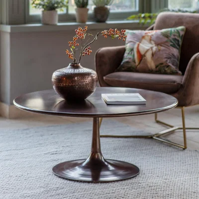Knees Legan 91cm Round Metal Round Coffee Table - Bronze