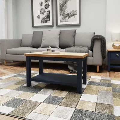 Knees Ruskin 80cm  Rectangle Oak Coffee Table - Blue