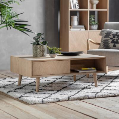 Knees Milano 100cm Rectangle Light Oak 2 Drawer Coffee Table