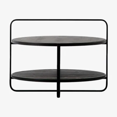 Knees Patras 65cm Round Wood Veneer Coffee Table - Black