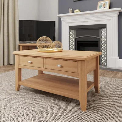Knees Galister 90cm Rectangle Oak Coffee Table