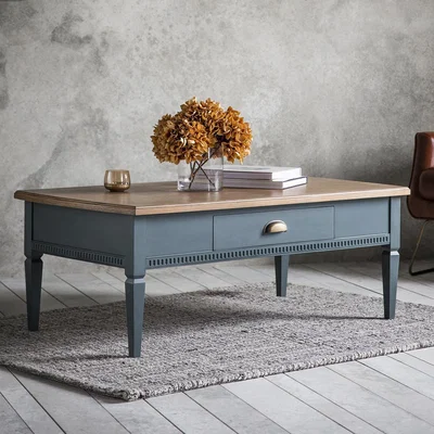 Knees Hellas 120cm Rectangle Mahogany 1 Drawer Coffee Table - Blue