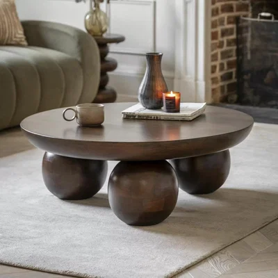 Knees Sculpt Mango Wood Coffee Table - Dark Wood