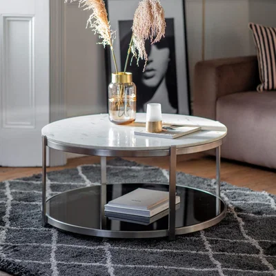 Knees Kilve 92cm Round Metal Coffee Table - Silver