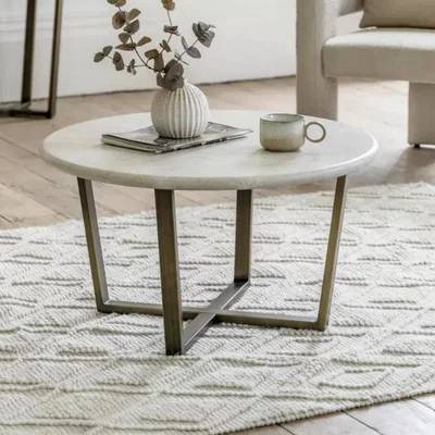 Knees Avante Round Coffee Table - Travertine