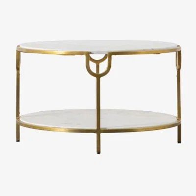 Knees Dyme 68cm Round Marble Coffee Table - White