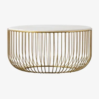 Knees Tyras 80cm Round Marble Coffee Table - Gold