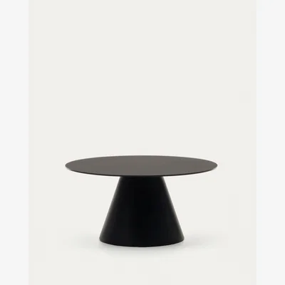 Kave Home Wilshire tempered glass and metal coffee table with a matte black finish, Ø 80 cm