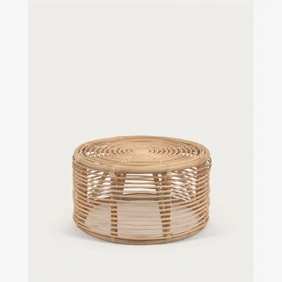 Kave Home Round Kohana coffee table in rattan with natural finish Ø 66 cm