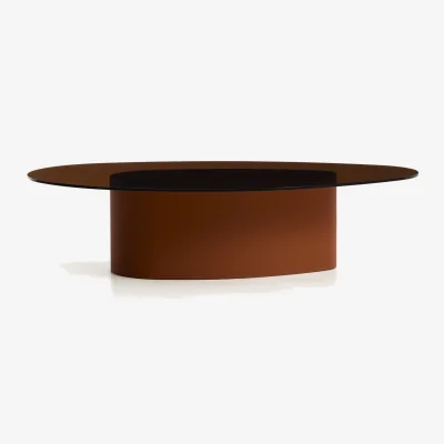 Kave Home Olir coffee table in brown steel and tempered glass 140 x 80 cm