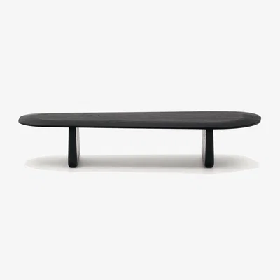Kave Home Pirita coffee table made from solid oak wood in a black finish, 146 x 56.5 cm FSC 100%