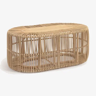 Kave Home Lael coffee table in rattan with natural finish Ø 110 x 60 cm