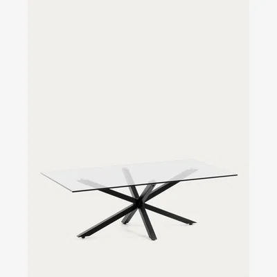 Kave Home Argo coffee table glass black legs 130 x 70 cm