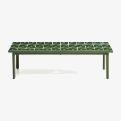 Kave Home Maurina coffee table in green galvanised steel with green tiles 122 x 61 cm