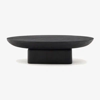 Kave Home Ovak coffee table in solid acacia wood with black finish FSC 100% 140 x 70cm