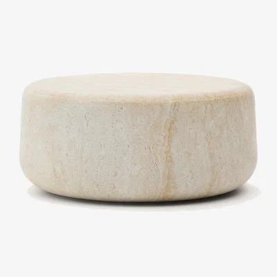 Kave Home Drasi cement coffee table with travertine-effect finish Ø90cm