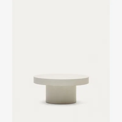 Kave Home Aiguablava round coffee table in white cement, Ø 90 cm