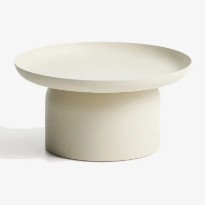 Kave Home Arcola coffee table in ecru aluminium Ø70cm